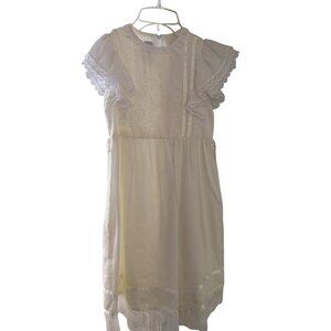 Jessica McClintock White Lace-Trimmed Dress Short Flutter Sleeves Wedding